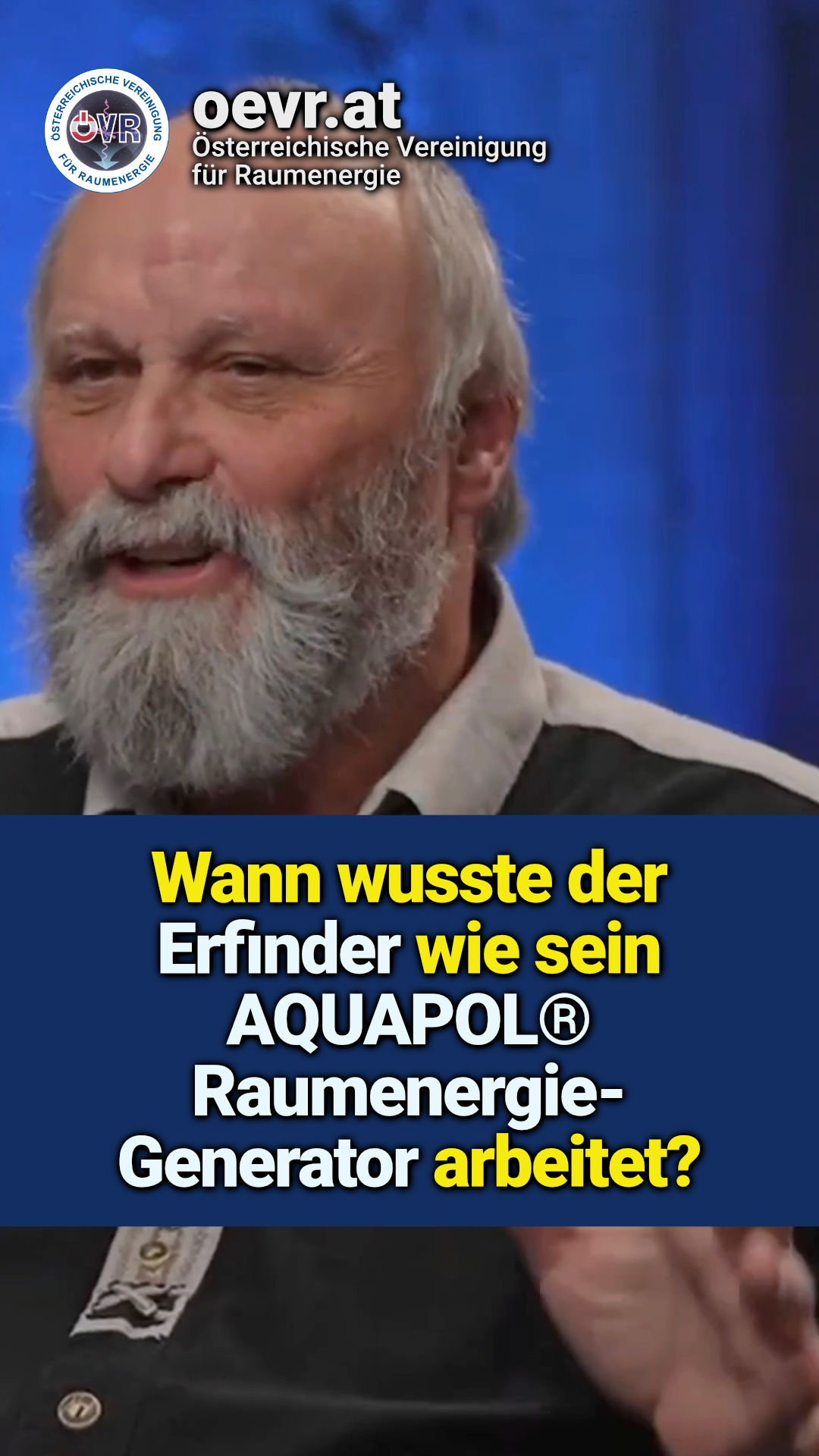 8th Youtube Short Thumbnail &ndash; AQUAPOL&reg; arbeitet seit 1983 OHNE STROM? Fake oder Fakt? &ndash; Interview mit Ing. Wilhelm Mohorn